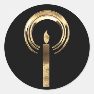 Halo around Candle Flame Black Gold Elegant Classic Round Sticker