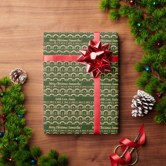 Halo around Candle Flame Christmas Gold and Green Wrapping Paper (Holiday Gift)