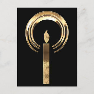 Halo around Candle Flame Elegant Gold Christmas Holiday Postcard