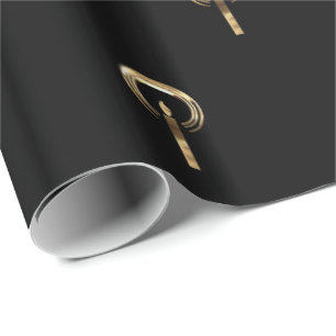 Halo around Candle Flame Pattern Black and Gold Wrapping Paper