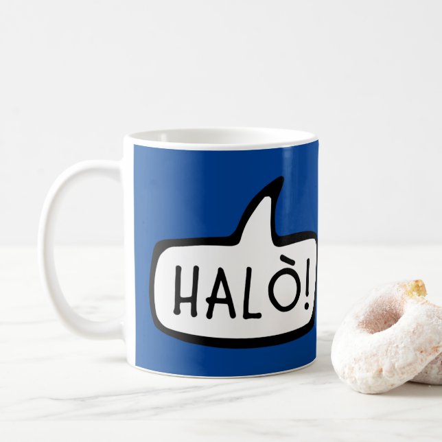 Halò! Hello in Scottish Gaelic, Gàidhlig Coffee Mug (With Donut)