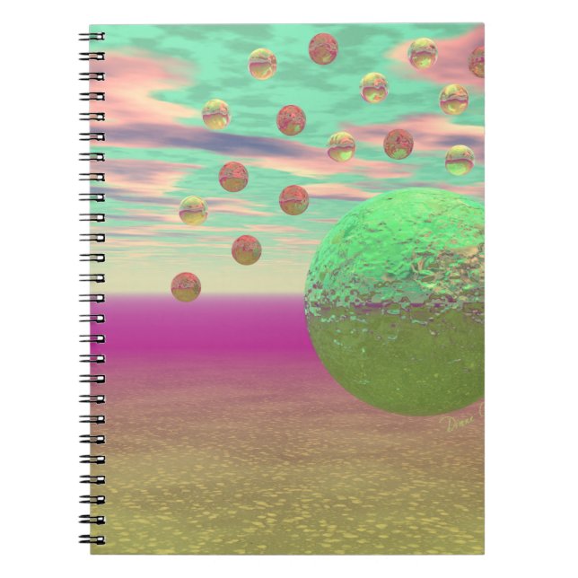Halo of Moons, Abstract Colourful Cosmos Notebook (Front)