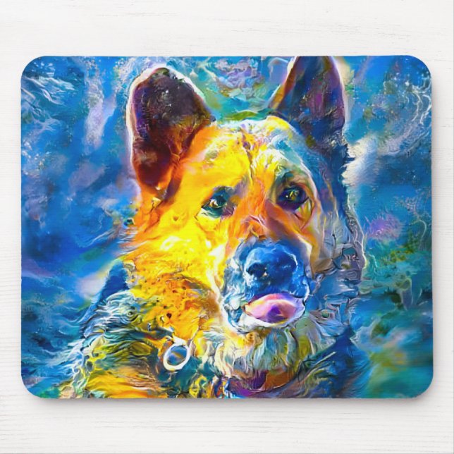 Halo:  Portrait of a German Shepherd  Mouse Pad (Front)