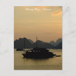 Halong Bay, Sunset, Boats, Vietnam Postcard