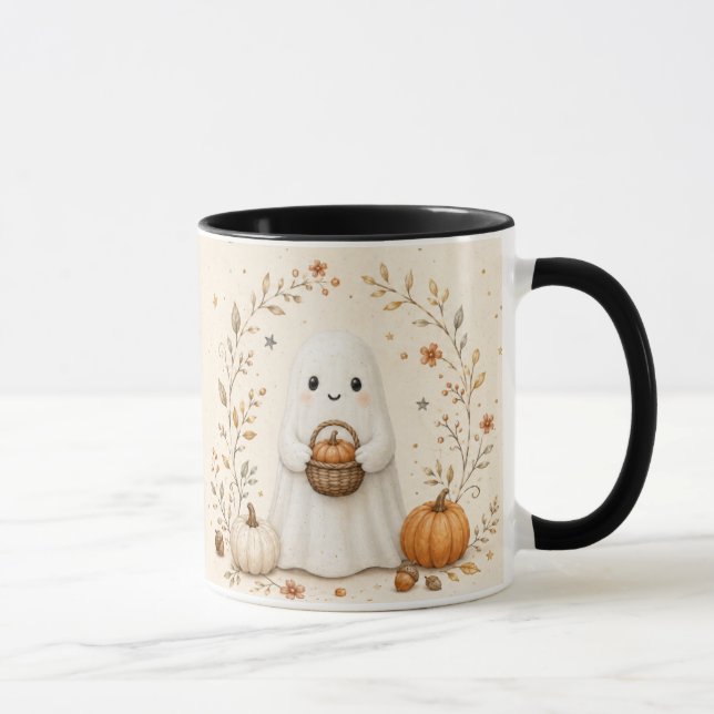 Haloween Mug Ghost Fall Leaves (Right)