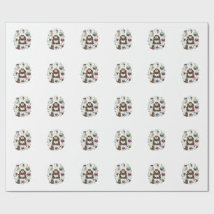 Haloween Reading Ghosts Stacked Books Floral Crown Wrapping Paper
