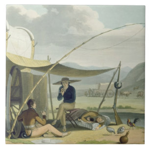 Halt of a Boor's Family, plate 17 from 'African Sc Tile