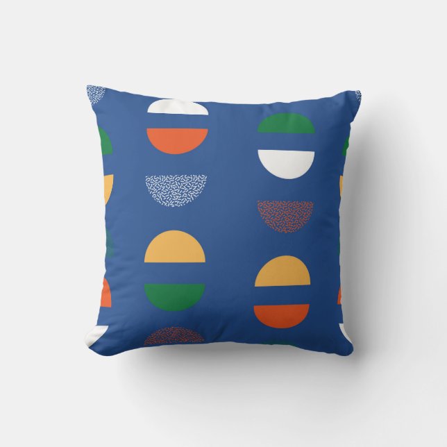 Halved Geometric Circle Composition Throw Pillow (Front)