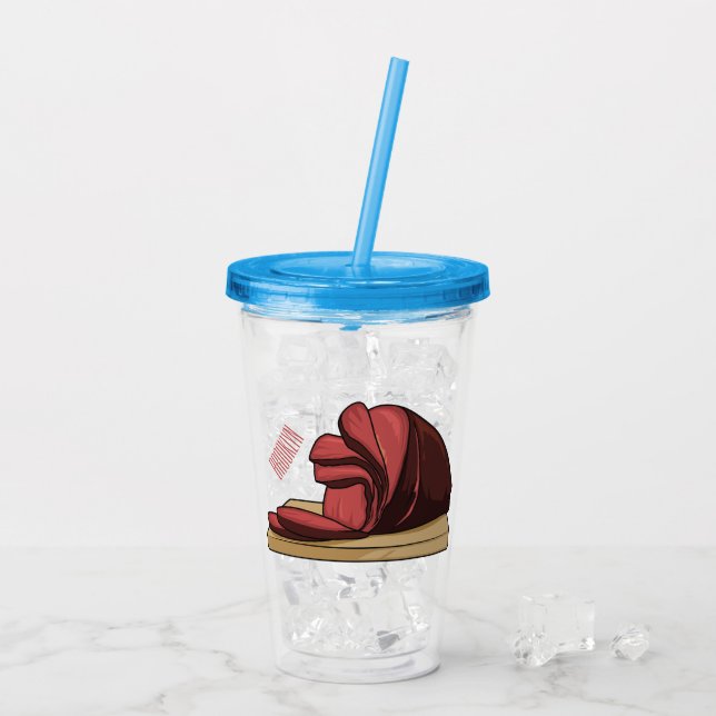 Ham cartoon illustration  acrylic tumbler (Back Ice)