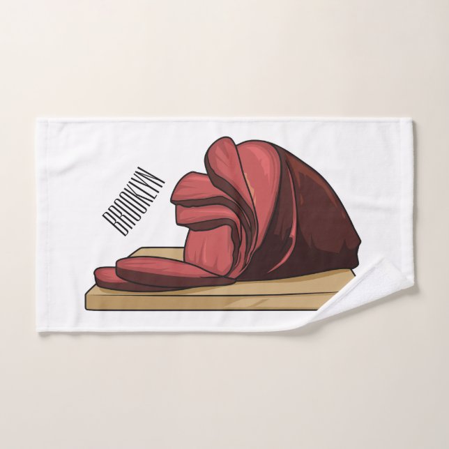 Ham cartoon illustration  bath towel set (Hand Towel)