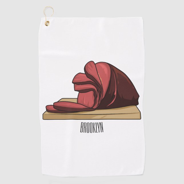 Ham cartoon illustration  golf towel (Front)