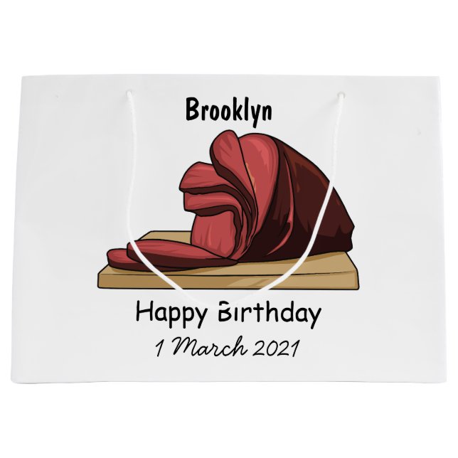 Ham cartoon illustration large gift bag (Front)