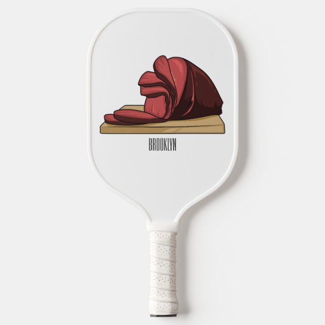 Ham cartoon illustration  pickleball paddle (Front)