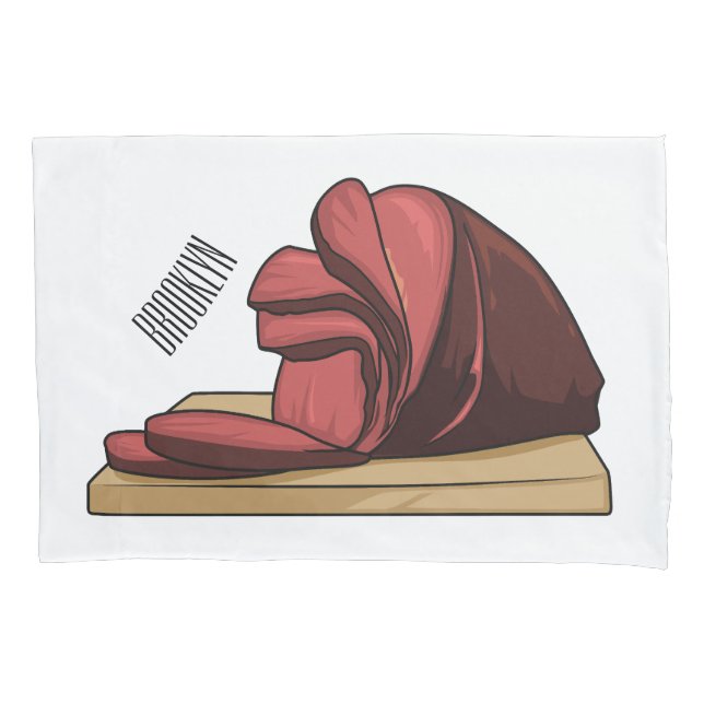 Ham cartoon illustration  pillowcase (Front)