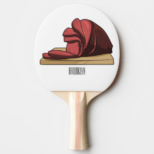 Ham cartoon illustration  ping pong paddle