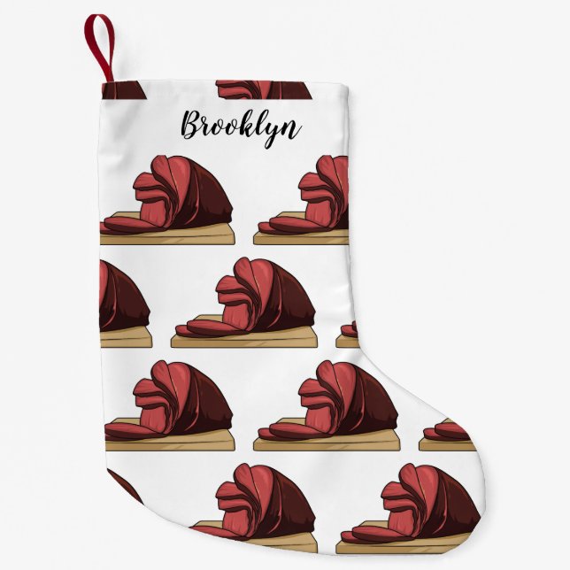 Ham cartoon illustration small christmas stocking (Front)