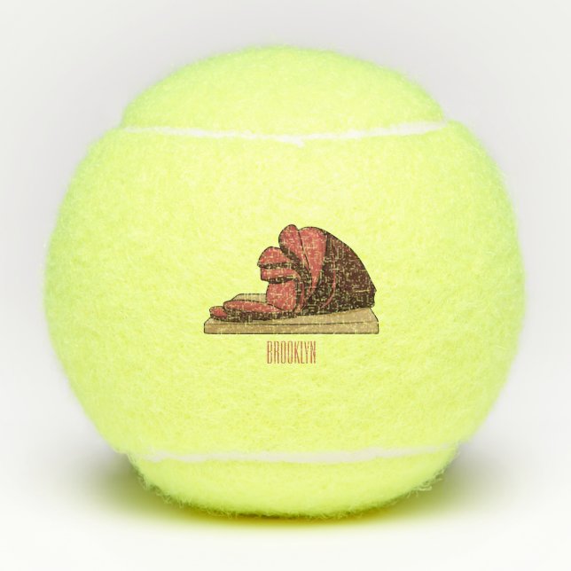 Ham cartoon illustration  tennis balls (Front)