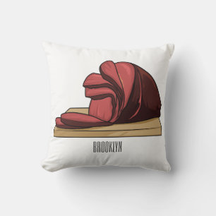 Ham cartoon illustration throw pillow