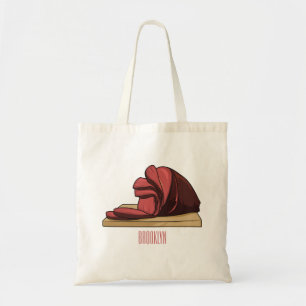Ham cartoon illustration tote bag