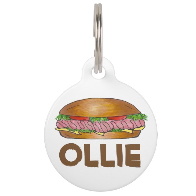 Ham Cheese Hoagie Sub Submarine Sandwich Dog Tag (Front)