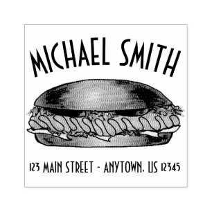 Ham Hoagie Sub Submarine Sandwich Deli Address Rubber Stamp