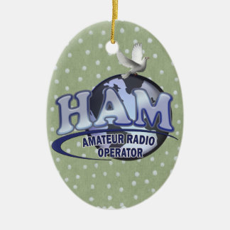 HAM LOGO BLUE AMATEUR RADIO OPERATOR CERAMIC ORNAMENT