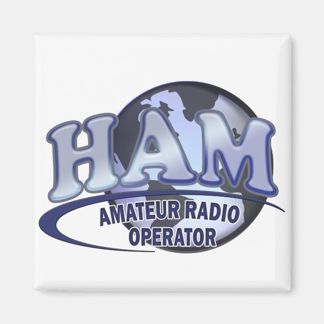 HAM LOGO BLUE AMATEUR RADIO OPERATOR MAGNET (Front)
