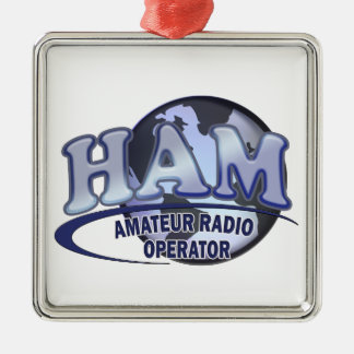 HAM LOGO BLUE AMATEUR RADIO OPERATOR METAL ORNAMENT