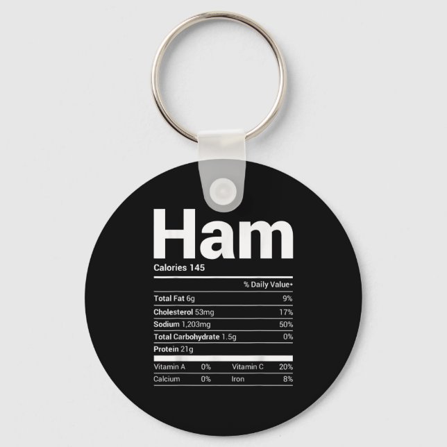 Ham Nutrition Facts Family Matching Christmas Cost Keychain (Front)