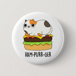 Ham-Purr-Ger Cute Kitty Cat Hamburger Pun 2 Inch Round Button