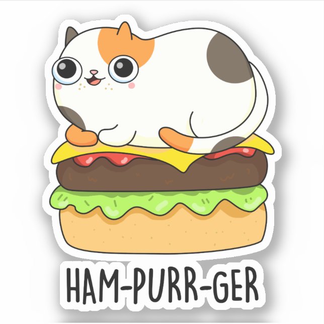 Ham-Purr-Ger Funny Cat Hamburger Pun  (Front)