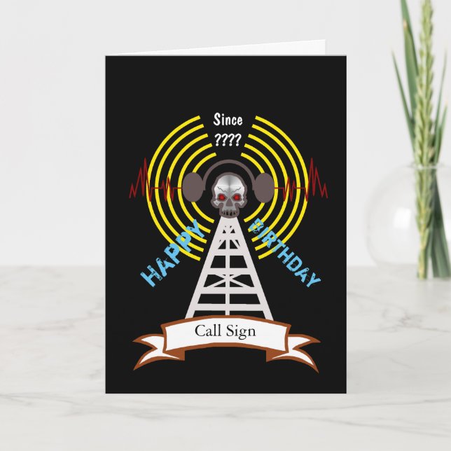 Ham Radio Biker Style Birthday Card  Customize It! (Front)