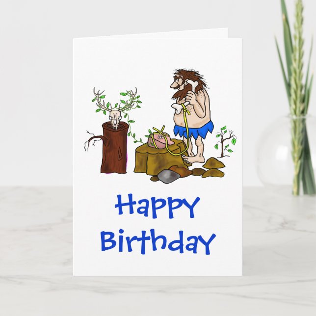 Ham Radio Birthday Card with Caveman to Customize! (Front)