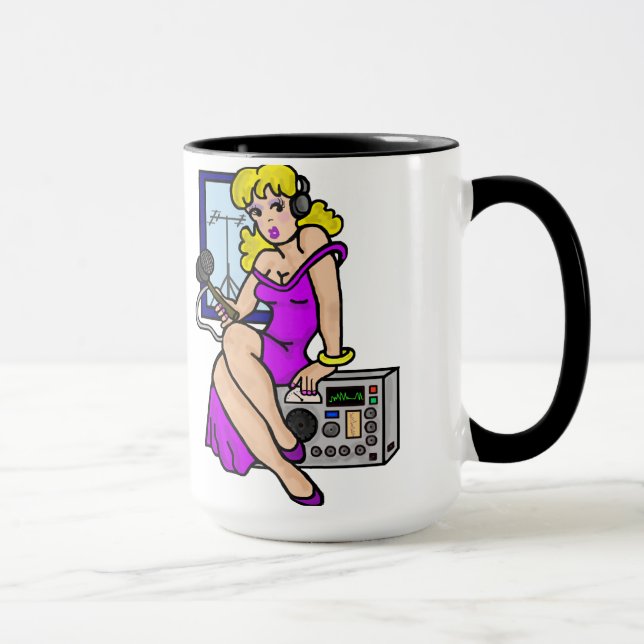 Ham Radio Blonde Pin up Girl Mug Customisez-Le! (Droite)