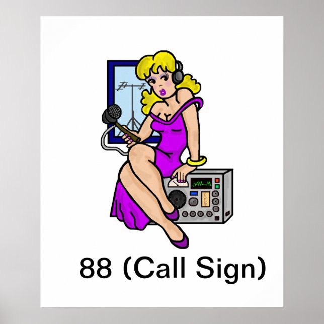 Ham Radio Blonde Pin-up Girl Poster Customisez-Le! (Devant)