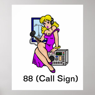 Ham Radio Blonde Pin-up Girl Poster Customize It!