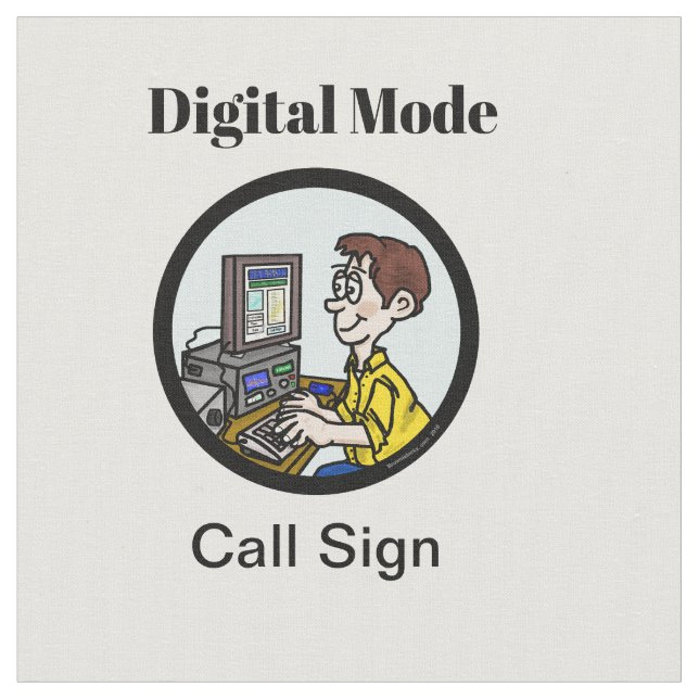 Ham Radio Digital Mode Operator Fabric + Call Sign (Close Up)