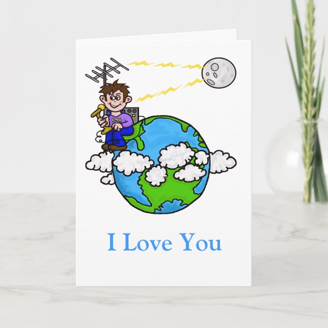 Ham Radio EME Valentine's Day Card  Customize It. (Front)