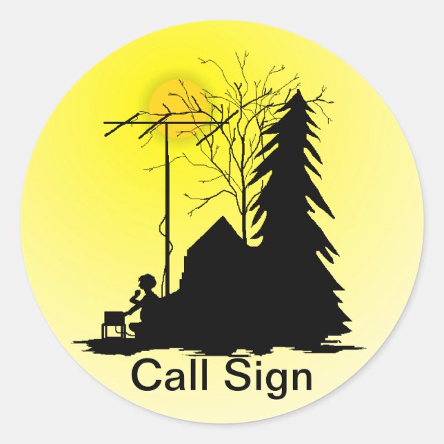 Ham Radio Field Day Operator Silhouette Stickers (Front)