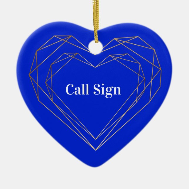 Ham Radio Heart Call Sign Ornament (Front)