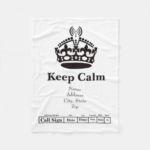 Ham Radio Keep Calm QSL Card Fleece Blanket