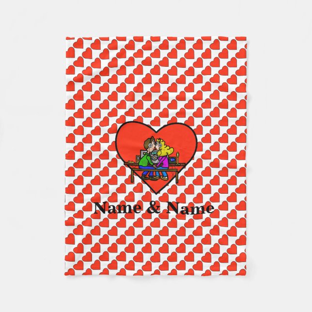 Ham Radio Kissing Couple Fleece Blanket  Customize (Front)