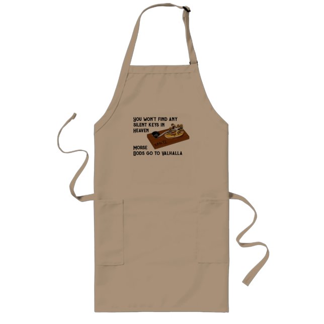 HAM Radio Morse Gods Go to Valhalla Long Apron (Front)