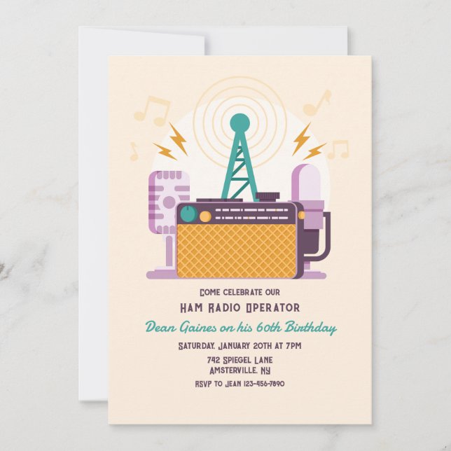 Ham Radio Operator Birthday  Invitation (Front)
