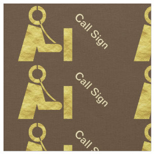 Ham Radio Operator Golden Icon Fabric + Call Sign
