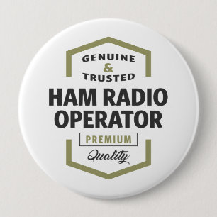 HAM Radio Operator Logo Gifts. 4 Inch Round Button