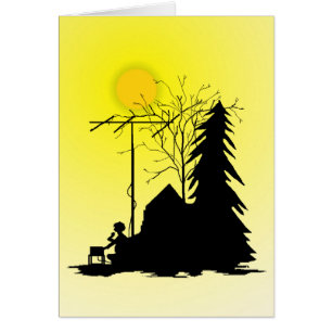 Ham Radio Operator Silhouette with Sun Card