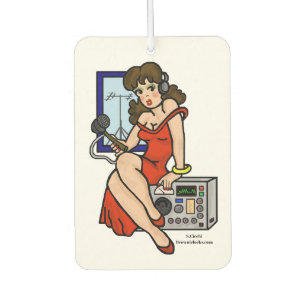 Ham Radio Pin-up Girl Air Freshener with Call Sign