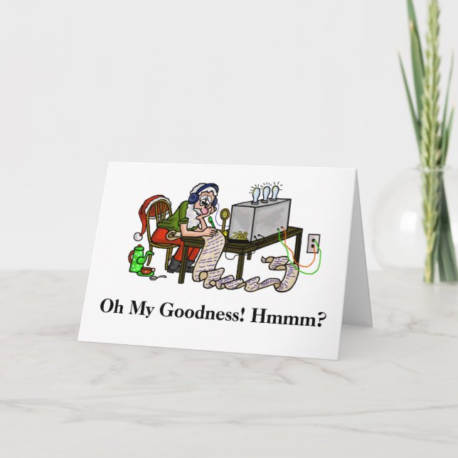 Ham Radio Santa Naughty Nice List Christmas Card (Front)