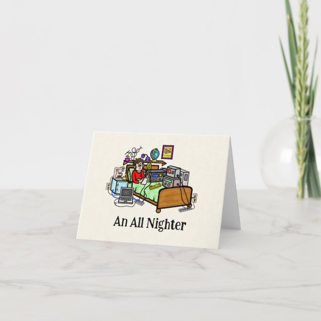 Ham Radio Toute la nuit Carte Anniversaire (Devant)